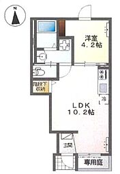 多摩市永山アパート 1LDKの間取図画像