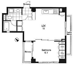 レジディア南雪谷 2階1LDKの間取り
