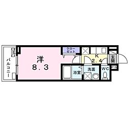 近鉄奈良線 八戸ノ里駅 徒歩6分の賃貸アパート 3階1Kの間取り