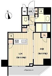 オーキッドレジデンス上野 9階1LDKの間取り