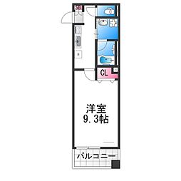 レクラン七道 6階1Kの間取り