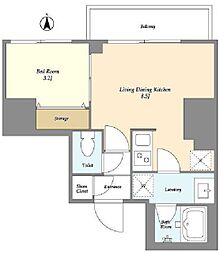 クラリティア西日暮里 13階1LDKの間取り