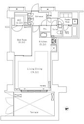 パークアクシス代官山 1階1LDKの間取り