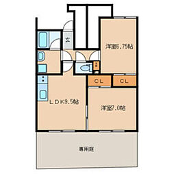 ラ・プラヤIII番館 1階2LDKの間取り