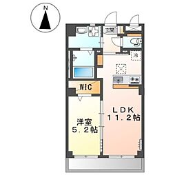 オーキッドリク 3階1LDKの間取り