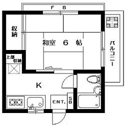 メイプルハイム 3階1Kの間取り