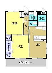 都城市南横市町マンション 2LDKの間取図画像