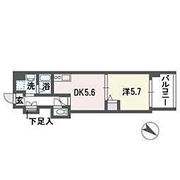 クレストパーク平尾 1DKの間取図画像