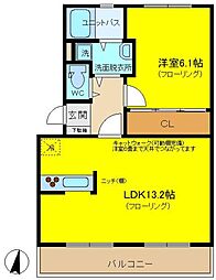サニーハイツ 1LDKの間取図画像