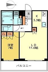 シティタワー新宿 1LDKの間取図画像