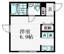 リムズコート梶ヶ谷 2階ワンルームの間取り