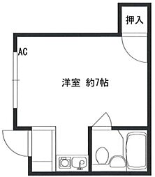 リンナン目白ガーデン 1階ワンルームの間取り
