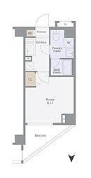 スカイコート品川パークサイド 1Kの間取図画像
