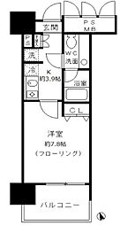 フォンテーヌ芝浦 9階1Kの間取り