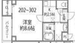 JR大阪環状線 桃谷駅 徒歩11分の賃貸マンション 3階1Kの間取り