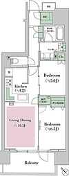 プラウドシティ越中島アクアテラス 2LDKの間取図画像