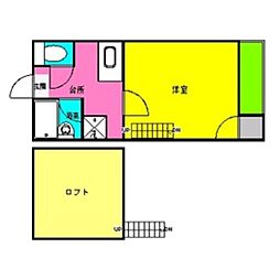 ナディア唐人町 1Kの間取図画像