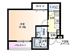 フジパレス初芝駅東II番館 1Kの間取図画像