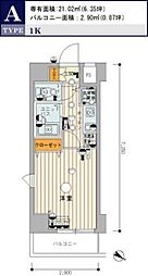 スカイコートルーベンス中目黒 5階1Kの間取り