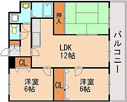 プレジール天拝 3LDKの間取図画像