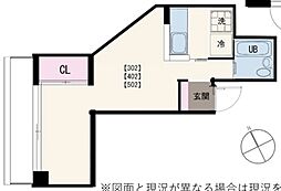 大久保ビル 1Kの間取図画像