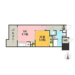 キルンズ博多駅南 1DKの間取図画像