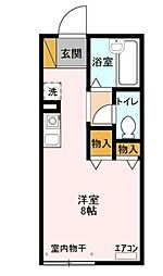 サンボナール弁天 1階ワンルームの間取り