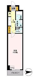 ロイヤルパークスシーサー 1Kの間取図画像
