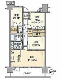 ワンダーベイシティSAZANガーデンイースト 20階3LDKの間取り