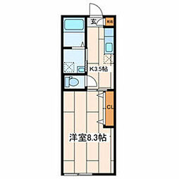 レイブリック21 1Kの間取図画像