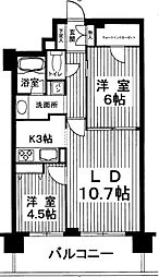 クリオ美術館通り弐番館 5階2LDKの間取り
