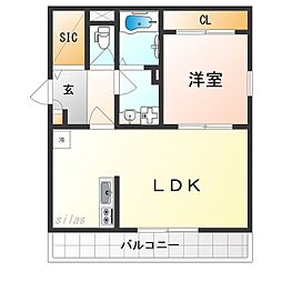 Osaka Metro御堂筋線 なかもず駅 徒歩4分の賃貸アパート 2階1LDKの間取り