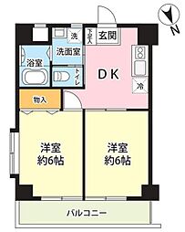 メゾンドゥカティ 2DKの間取図画像
