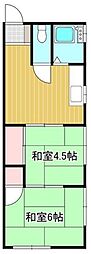 コーポ島田 2DKの間取図画像