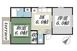 汀ハイツ 2DKの間取図画像