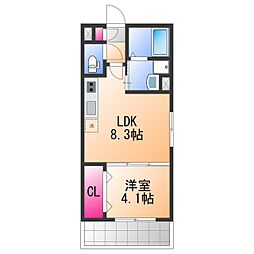 ロジェ泉佐野 1LDKの間取図画像