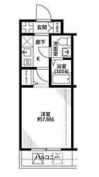 プレール・ドゥーク三鷹 1Kの間取図画像