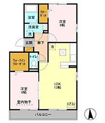 リバーパーク蒲生A 2LDKの間取図画像