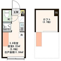 ハーモニーテラス宮前 ワンルームの間取図画像