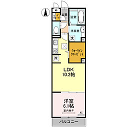Casa堺南花田D-room 1LDKの間取図画像