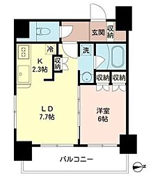 エコロジー大井町レジデンス 6階1LDKの間取り