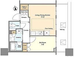 白金ザ・スカイ ウエスト棟 7階1LDKの間取り