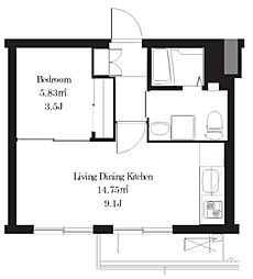田端公園アパートメンツ 1階1LDKの間取り