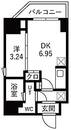 トラディス森下 3階1DKの間取り