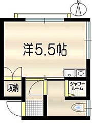 吉田アパート 2階ワンルームの間取り