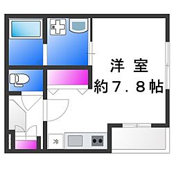 ハーモニーテラス新今里V 1階ワンルームの間取り