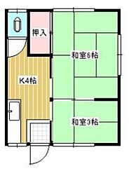 成光荘 2階2Kの間取り
