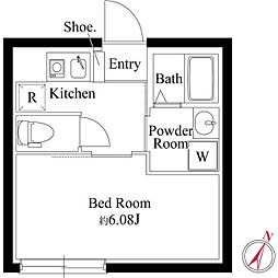 オプション坂下 2階1Kの間取り