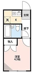 リマール六木1 1Kの間取図画像