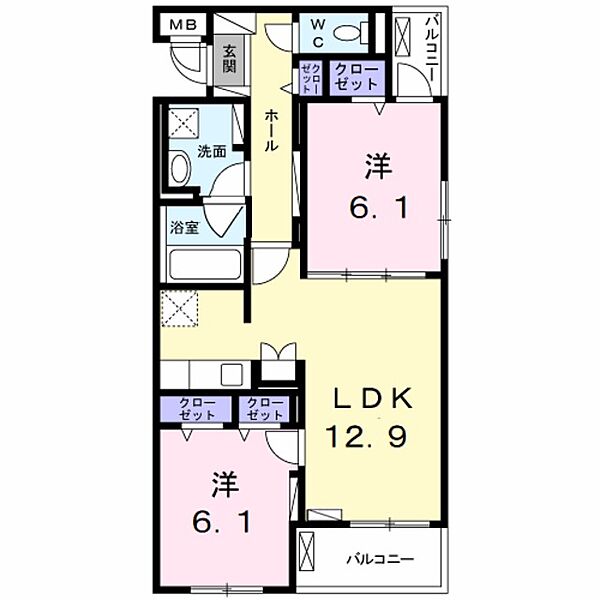 ヌーヴェルセゾン和泉大宮 ｜大阪府岸和田市加守町２丁目(賃貸マンション2LDK・3階・61.01㎡)の写真 その2